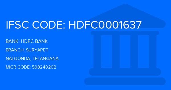 Hdfc Bank Suryapet Branch IFSC Code