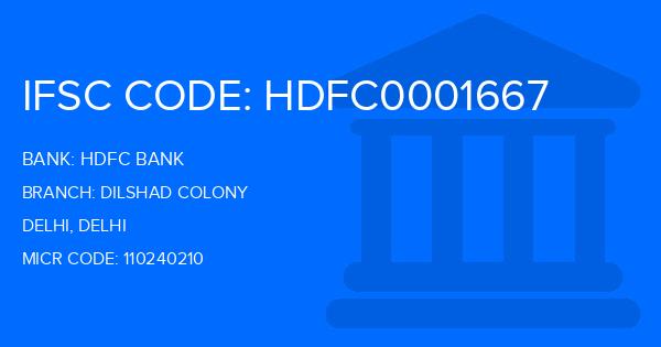 Hdfc Bank Dilshad Colony Branch IFSC Code