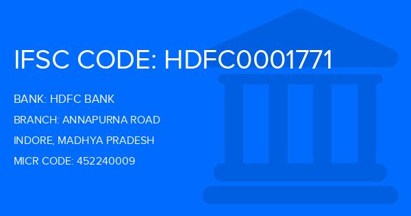 Hdfc Bank Annapurna Road Branch IFSC Code