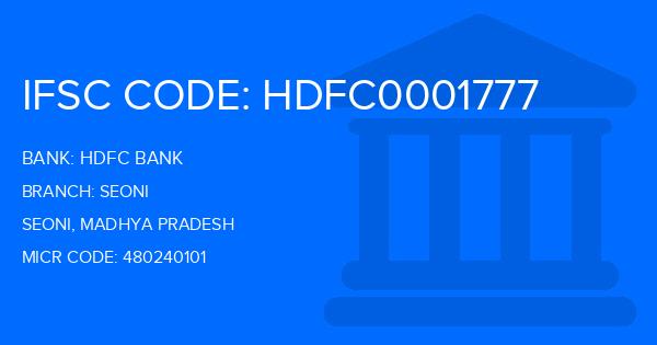 Hdfc Bank Seoni Branch IFSC Code