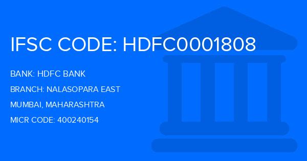 Hdfc Bank Nalasopara East Branch IFSC Code