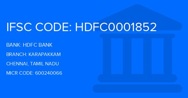 Hdfc Bank Karapakkam Branch IFSC Code