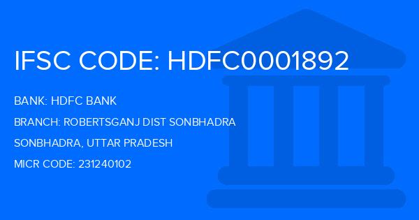 Hdfc Bank Robertsganj Dist Sonbhadra Branch IFSC Code