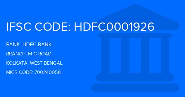 Hdfc Bank M G Road Branch IFSC Code