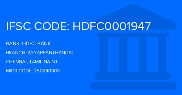 Hdfc Bank Ayyappanthangal Branch IFSC Code