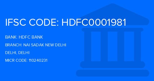 Hdfc Bank Nai Sadak New Delhi Branch IFSC Code