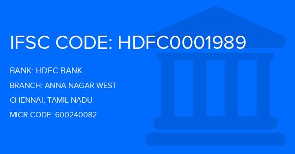 Hdfc Bank Anna Nagar West Branch IFSC Code