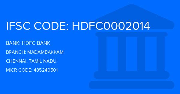 Hdfc Bank Madambakkam Branch IFSC Code