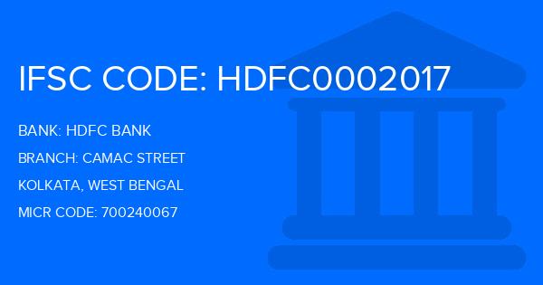 Hdfc Bank Camac Street Branch IFSC Code