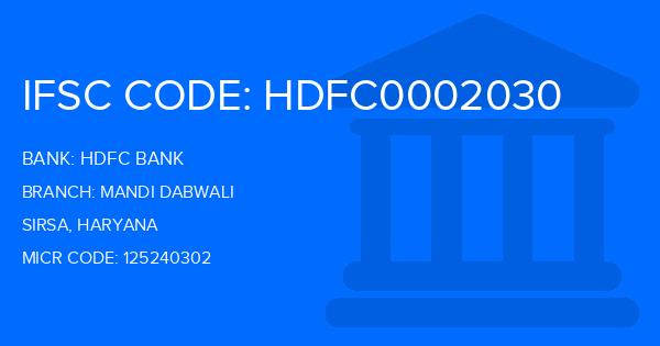Hdfc Bank Mandi Dabwali Branch IFSC Code