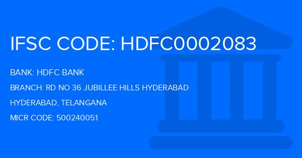 Hdfc Bank Rd No 36 Jubillee Hills Hyderabad Branch IFSC Code