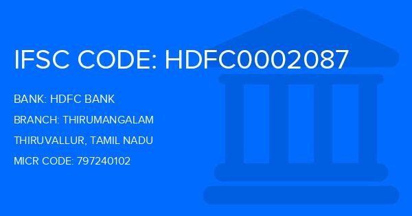Hdfc Bank Thirumangalam Branch IFSC Code