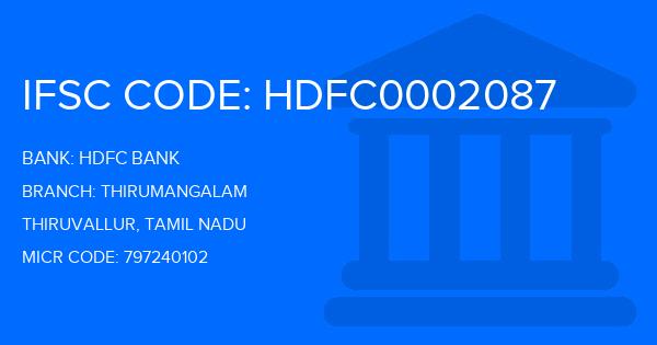 Hdfc Bank Thirumangalam Branch IFSC Code