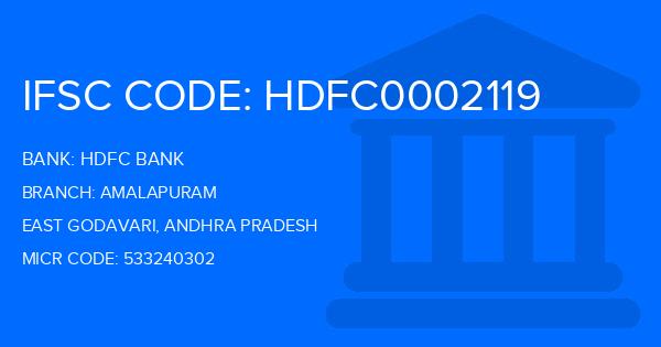 Hdfc Bank Amalapuram Branch IFSC Code