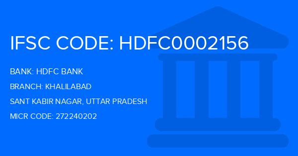 Hdfc Bank Khalilabad Branch IFSC Code