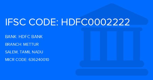Hdfc Bank Mettur Branch IFSC Code