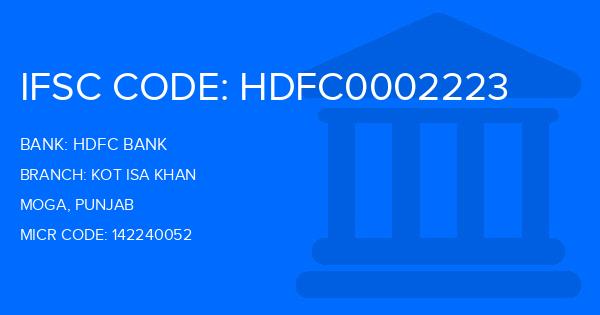 Hdfc Bank Kot Isa Khan Branch IFSC Code