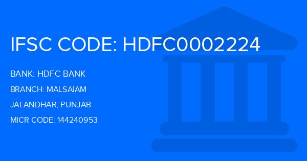 Hdfc Bank Malsaiam Branch IFSC Code