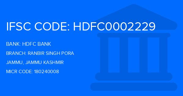 Hdfc Bank Ranbir Singh Pora Branch IFSC Code