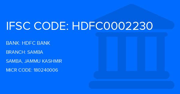 Hdfc Bank Samba Branch IFSC Code
