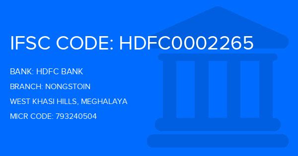 Hdfc Bank Nongstoin Branch IFSC Code