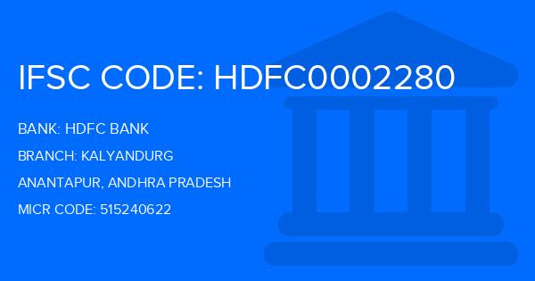Hdfc Bank Kalyandurg Branch IFSC Code