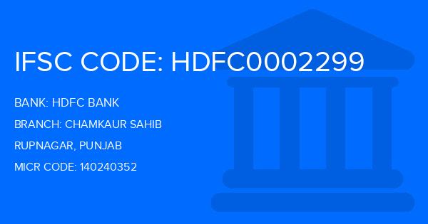 Hdfc Bank Chamkaur Sahib Branch IFSC Code