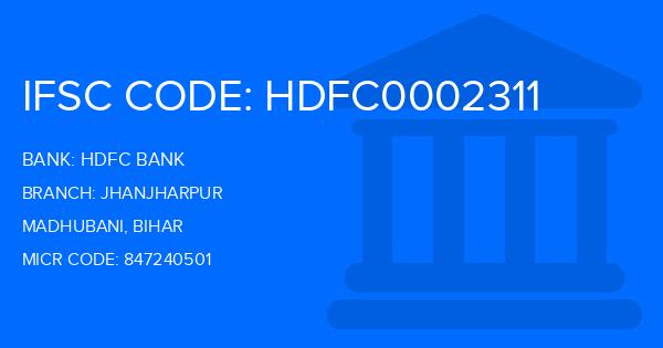 Hdfc Bank Jhanjharpur Branch IFSC Code