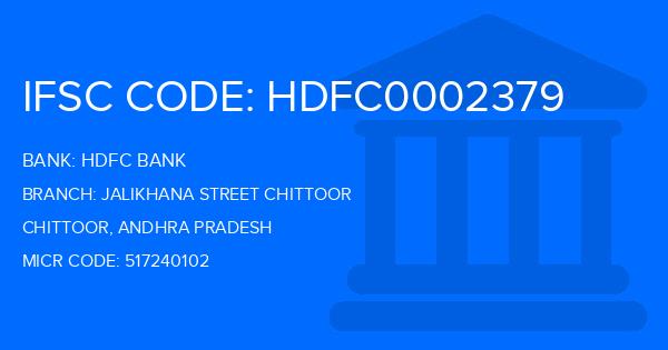 Hdfc Bank Jalikhana Street Chittoor Branch IFSC Code