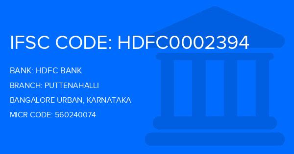 Hdfc Bank Puttenahalli Branch IFSC Code