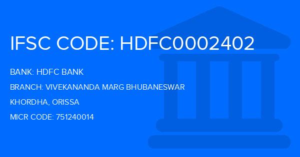 Hdfc Bank Vivekananda Marg Bhubaneswar Branch IFSC Code
