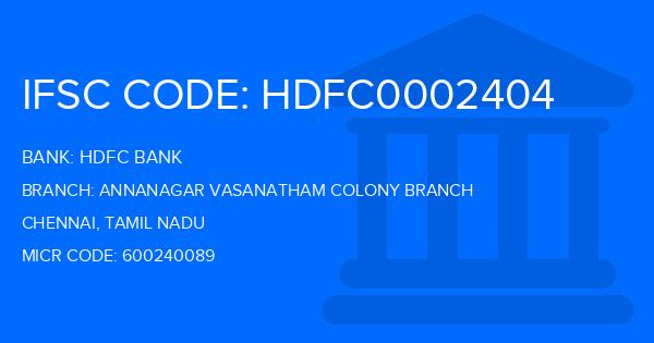 Hdfc Bank Annanagar Vasanatham Colony Branch