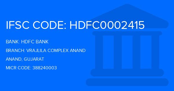 Hdfc Bank Vrajlila Complex Anand Branch IFSC Code