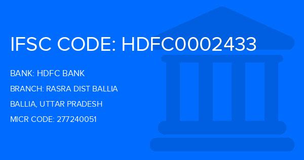 Hdfc Bank Rasra Dist Ballia Branch IFSC Code