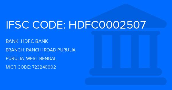 Hdfc Bank Ranchi Road Purulia Branch IFSC Code