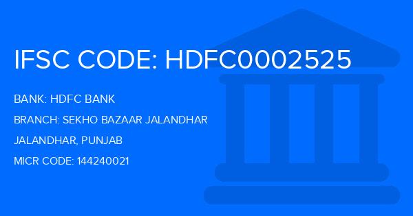 Hdfc Bank Sekho Bazaar Jalandhar Branch IFSC Code