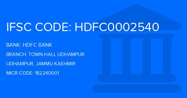Hdfc Bank Town Hall Udhampur Branch IFSC Code
