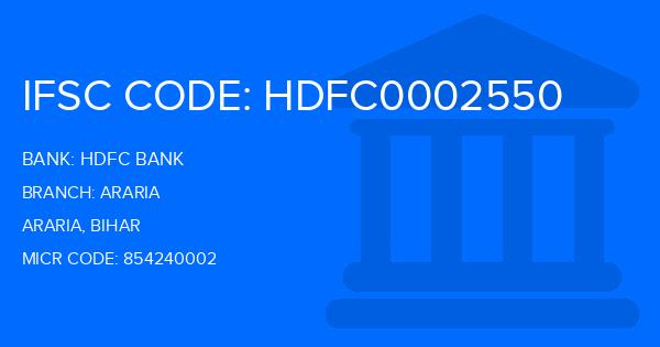 Hdfc Bank Araria Branch IFSC Code