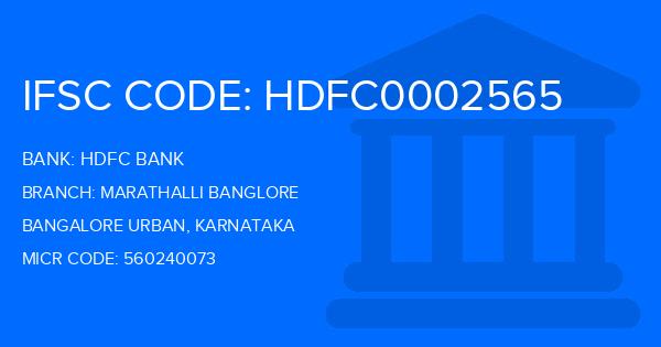 Hdfc Bank Marathalli Banglore Branch IFSC Code