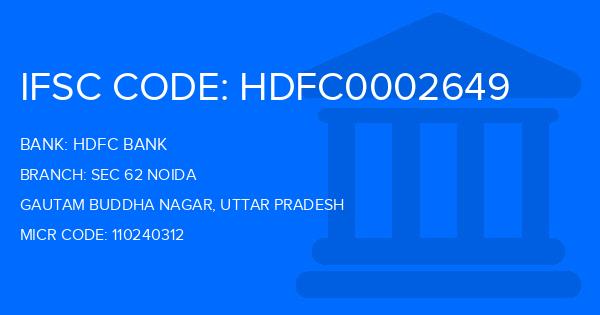 Hdfc Bank Sec 62 Noida Branch IFSC Code