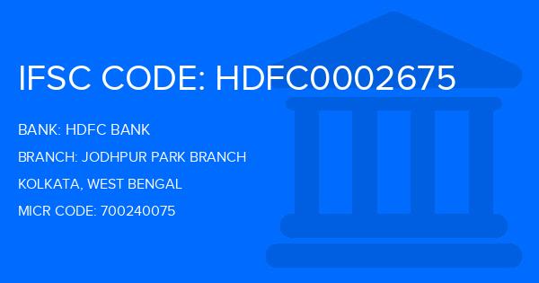 Hdfc Bank Jodhpur Park Branch