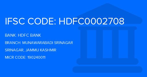 Hdfc Bank Munawarabadi Srinagar Branch IFSC Code