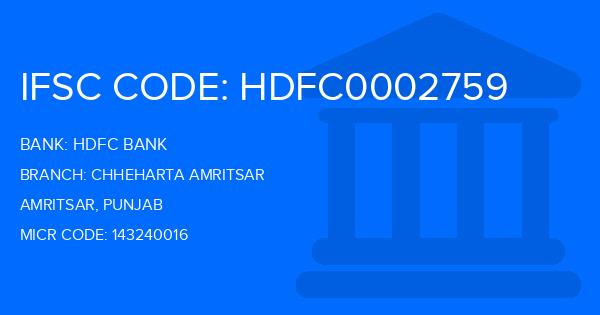 Hdfc Bank Chheharta Amritsar Branch IFSC Code