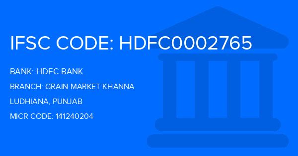 Hdfc Bank Grain Market Khanna Branch IFSC Code