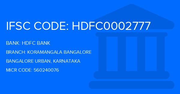 Hdfc Bank Koramangala Bangalore Branch IFSC Code