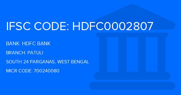 Hdfc Bank Patuli Branch IFSC Code