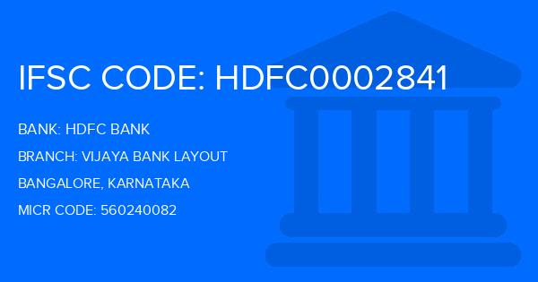 Hdfc Bank Vijaya Bank Layout Branch IFSC Code