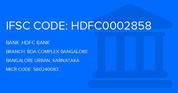 Hdfc Bank Bda Complex Bangalore Branch IFSC Code