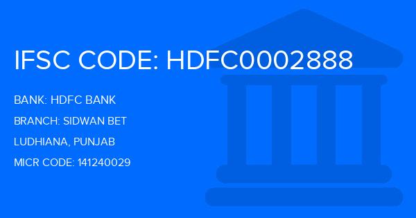 Hdfc Bank Sidwan Bet Branch IFSC Code