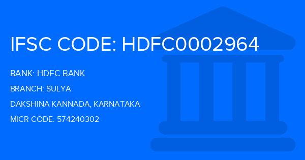 Hdfc Bank Sulya Branch IFSC Code